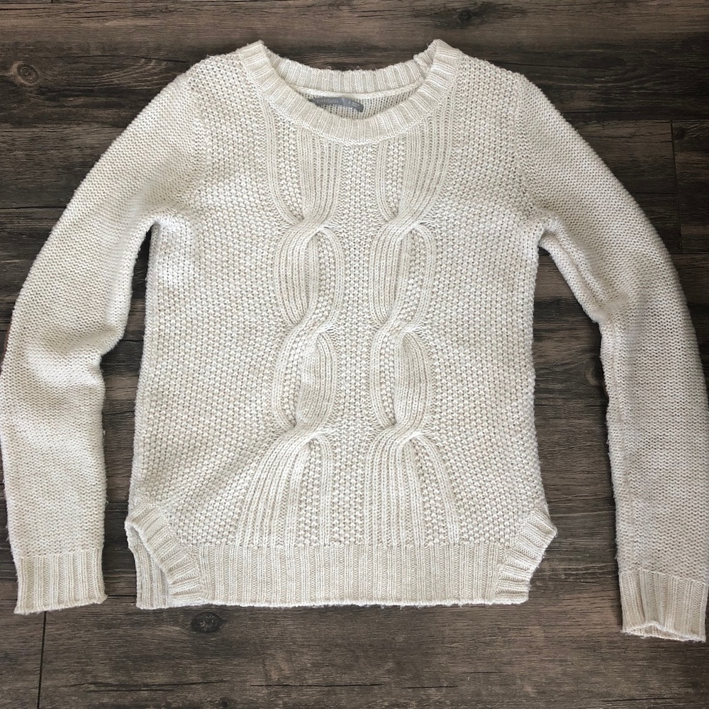 Cable Knit Rubbish Cream Sweater Sz XS